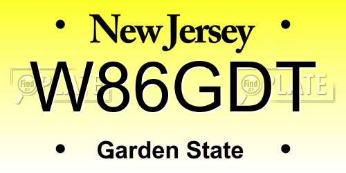W86GDT New Jersey License Plate