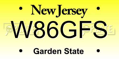 W86GFS New Jersey License Plate