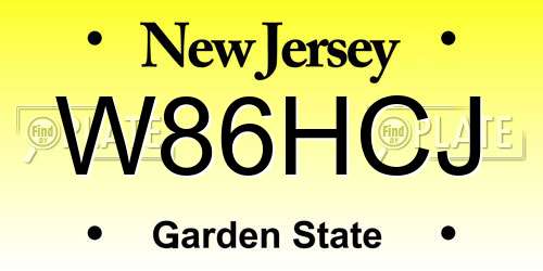 W86HCJ New Jersey License Plate