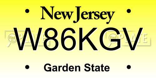 W86KGV New Jersey License Plate