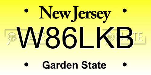 W86LKB New Jersey License Plate