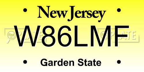 W86LMF New Jersey License Plate