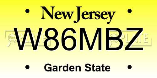 W86MBZ New Jersey License Plate