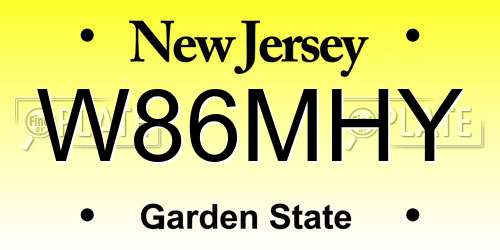 W86MHY New Jersey License Plate