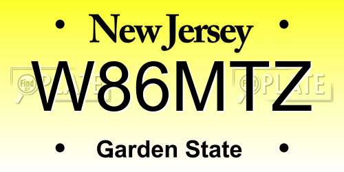 W86MTZ New Jersey License Plate