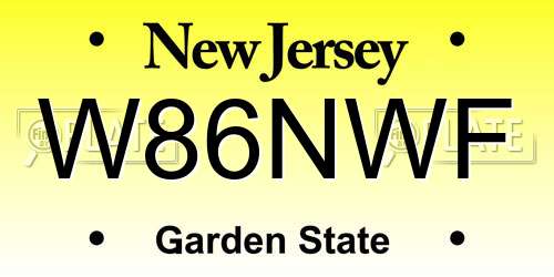 W86NWF New Jersey License Plate