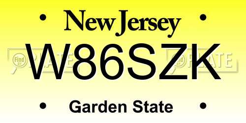 W86SZK New Jersey License Plate