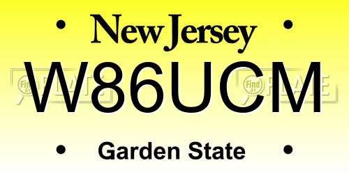 W86UCM New Jersey License Plate