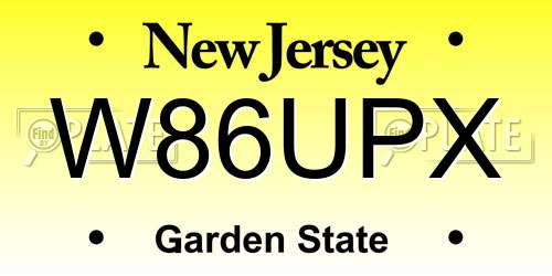 W86UPX New Jersey License Plate