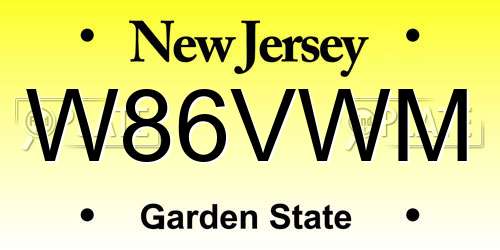 W86VWM New Jersey License Plate