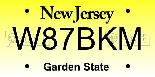 W87BKM New Jersey License Plate