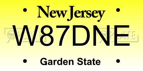 W87DNE New Jersey License Plate
