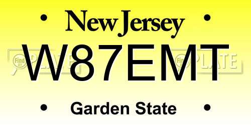 W87EMT New Jersey License Plate