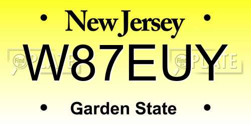 W87EUY New Jersey License Plate