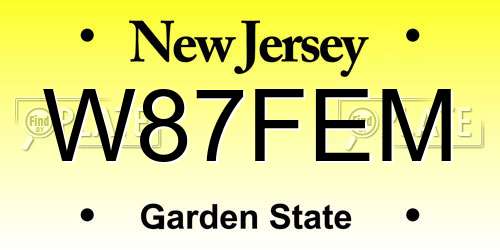 W87FEM New Jersey License Plate
