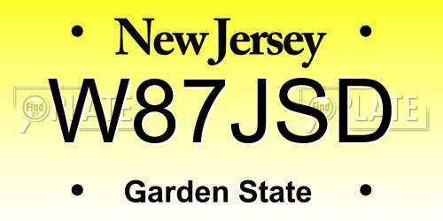 W87JSD New Jersey License Plate