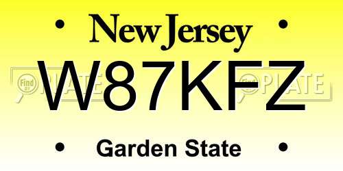 W87KFZ New Jersey License Plate