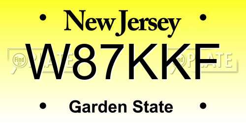 W87KKF New Jersey License Plate