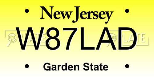 W87LAD New Jersey License Plate