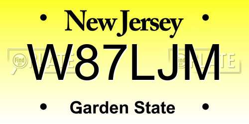 W87LJM New Jersey License Plate