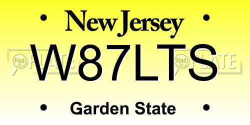W87LTS New Jersey License Plate