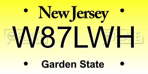 W87LWH New Jersey License Plate