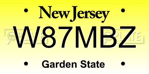 W87MBZ New Jersey License Plate