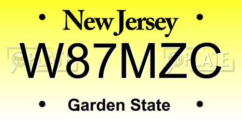 W87MZC New Jersey License Plate