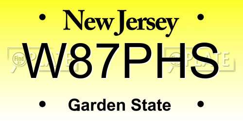 W87PHS New Jersey License Plate