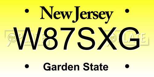 W87SXG New Jersey License Plate