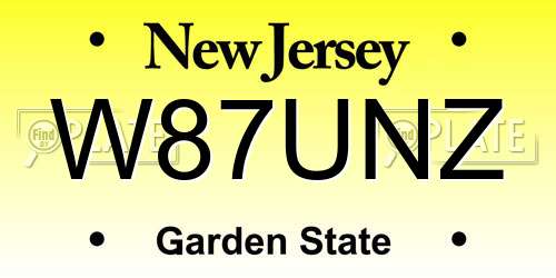 W87UNZ New Jersey License Plate