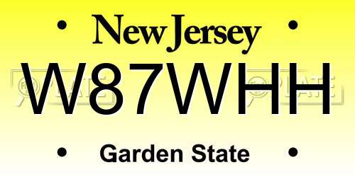 W87WHH New Jersey License Plate