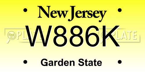 W886K New Jersey License Plate
