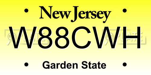 W88CWH New Jersey License Plate