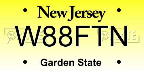 W88FTN New Jersey License Plate