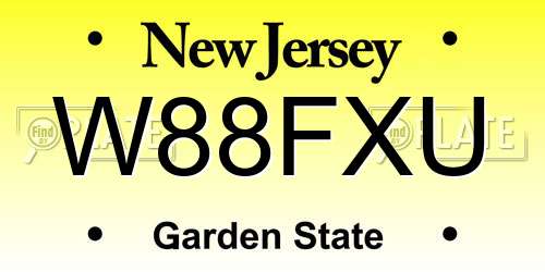 W88FXU New Jersey License Plate