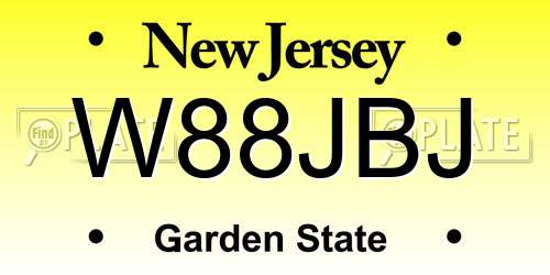 W88JBJ New Jersey License Plate