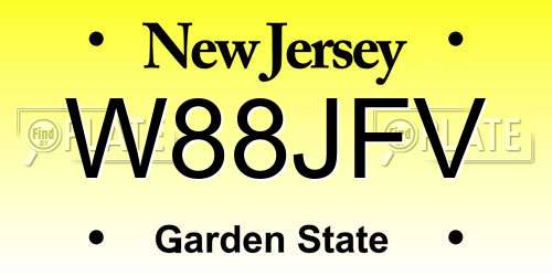 W88JFV New Jersey License Plate