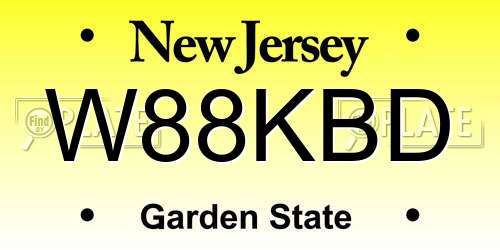W88KBD New Jersey License Plate