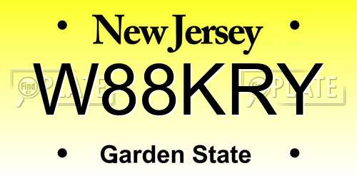 W88KRY New Jersey License Plate
