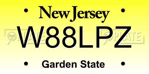 W88LPZ New Jersey License Plate