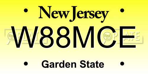 W88MCE New Jersey License Plate