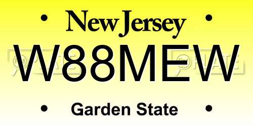 W88MEW New Jersey License Plate
