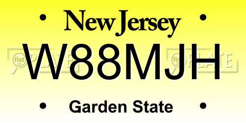 W88MJH New Jersey License Plate