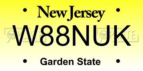 W88NUK New Jersey License Plate