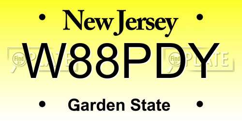 W88PDY New Jersey License Plate