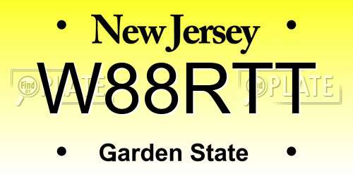 W88RTT New Jersey License Plate