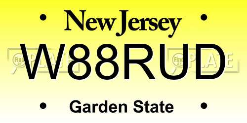 W88RUD New Jersey License Plate