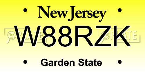 W88RZK New Jersey License Plate