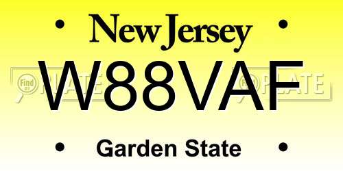 W88VAF New Jersey License Plate